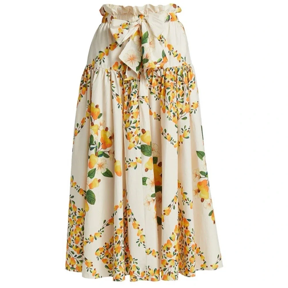 Farm Rio Cashew Scarf Maxi Skirt Off White Women’s Small 26in Waist Boho